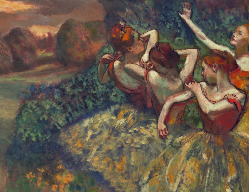 Painting: Four Dancers by Edgar Degas